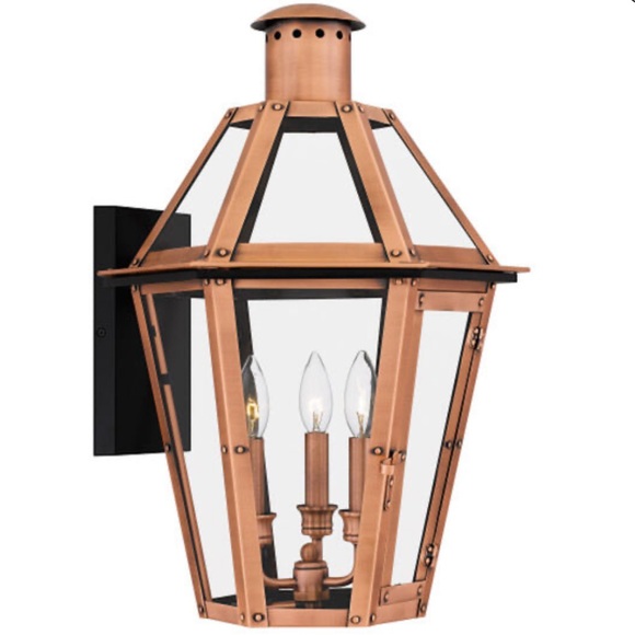 Quoizel Burdett 3-Light Aged Copper Outdoor Wall Lantern - Picture 1 of 10